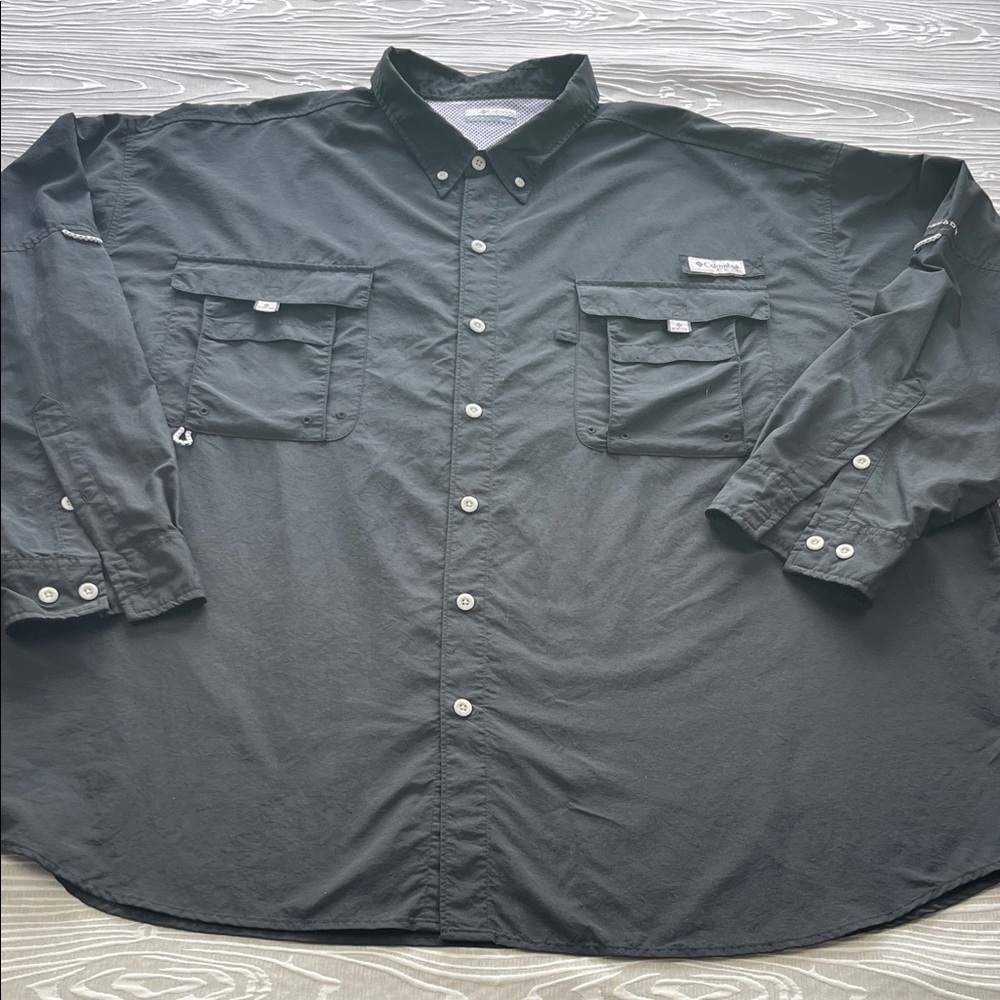 Columbia PFG OMNI-SHADE Long Sleeve Shirt Men’s Size 4XL Black Pre Owned